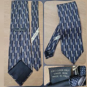 Ermenegildo Zegna 100% Silk Tie Geometric Luxury Designer Made in ITALY